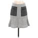 Ann Taylor Casual A-Line Skirt Knee Length: Gray Print Bottoms - Women's Size 0