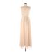 Bill Levkoff Cocktail Dress - Formal High Neck Sleeveless: Tan Solid Dresses - Women's Size 10