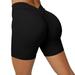 YDKZYMD Exercise Shorts for Women V Back Twist Scrunch Butt Lifting Sport Shorts Booty Compression High Waist Stretchy Short Yoga Biker Running Seamless Leggings Black L