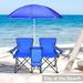 Beach Chair With Canopy Folding Camping Chairs with Umbrella and Table Cooler Portable Double-Chair with Beverage Holder for Beach Camping Picnic Patio Pool Park Outdoor Blue I5418