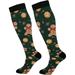 FREEAMG High Elasticity Compression Socks High Knee Socks Adult Universal Leisure Relieve Fatigue Christmas Gingerbread Man (3) Travel Daily with Running (1 Pair)