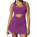 Tennis Dress For Women Workout Dress With Built In Shorts And Bra Cut Out Athletic Dresses(Purple M)