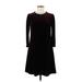 Betsey Johnson Casual Dress - A-Line Crew Neck 3/4 sleeves: Burgundy Solid Dresses - Women's Size 6
