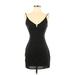 Kendall & Kylie Casual Dress - Bodycon V-Neck Sleeveless: Black Print Dresses - Women's Size X-Small