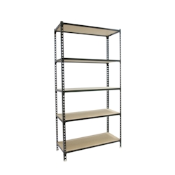 SimonRack Maderclick schraubenloses Metallregal 5 Böden. Farbe ANTHRAZIT/HOLZ 2000x1200x500 mm Image