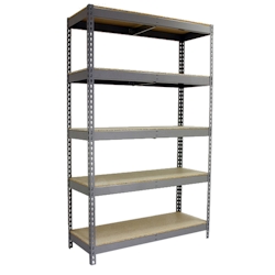 SimonRack Metallregal ohne Schrauben mit Simonforte 5 Regale. Galva Farbe/Holz 2000x1500x600 mm Image