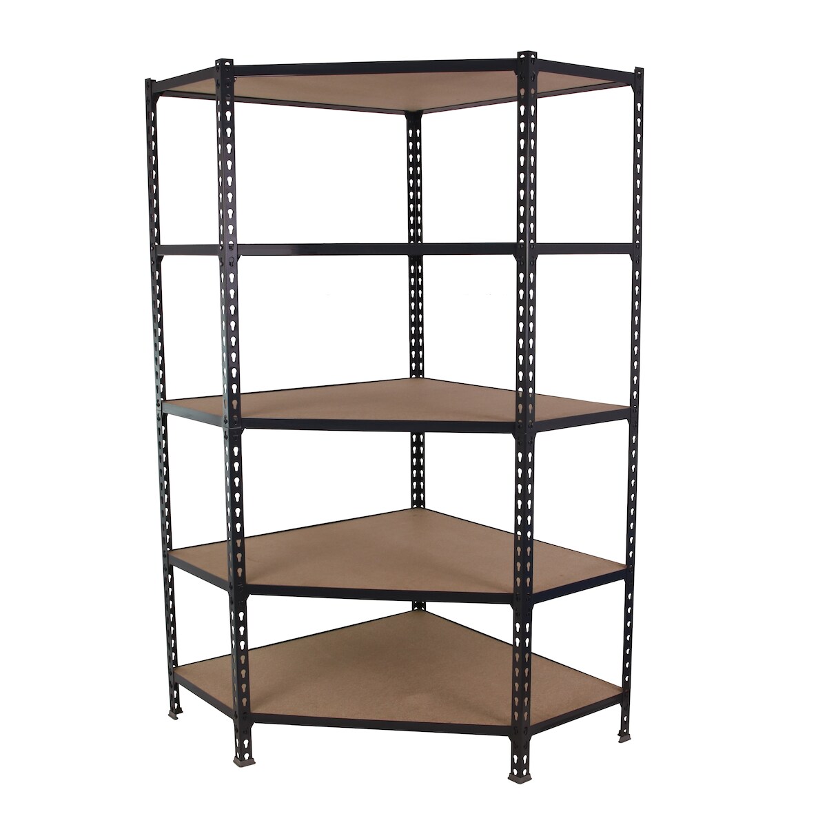 SimonRack Maderclick Eckregal aus Metall ohne Schrauben, 5 Böden. Farbe ANTHRAZIT/HOLZ 1800x900x300 mm Image