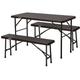 HATTORO Ensemble de tente à bière 3pcs Table de buffet avec bancs imitation bois Pliable Marron