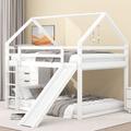 Lit double lit enfant lit maison lit superposé avec toboggan et échelle, chambre d'enfant lit