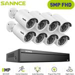 Sannce - 5MP Kit caméra de vidéosurveillance,Outdoor 4K H.265+ PoE nvr Video 16CH Audio Video
