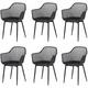 Lot de 6 Fauteuil Chaises Noir Plastique Scandinave Chaise de Salle à manger