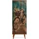 Armoire fermé 1 porte et 7 étagères Arat H136cm Bois Motif Bicyclette - Multicolore