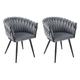 Lot de 2 fauteuil en velours tressé gris pieds métal noir - bowi