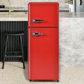 Réfrigérateur rétro, combiné réfrigérateur-congélateur, 105,5x41x45,5cm, lumière led, rouge