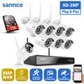 Sannce - 8 × Caméras 8CH WiFi Kit de Vidéosurveillance 3MP Caméra ip Wifi IP66 étanche ir Vision