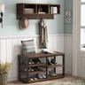 Tribesigns - 5-in-1 Hall Tree with Shoe Bench, Coat Rack Shoe Bench Set with Coat Rack, 3 Storage