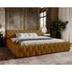 Lit double 180x200 Vigo - Lit Chesterfield avec Tiroir de Lit - Style Glamour - Lit design - Doré