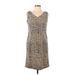 Kathie Lee Casual Dress - Sheath V-Neck Sleeveless: Gold Dresses - Women's Size 6