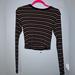 Brandy Melville Tops | Brandy Melville Striped Long Sleeve Crop Top | Color: Black/Orange | Size: M