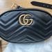 Gucci Bags | Gucci Marmont Black Chevron Matelasse Gold Gg Belt Waist Fanny Pack Bag Purse 75 | Color: Black | Size: Os