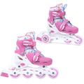 Madivo Cottoncandy Children's Girls' Set 2-in-1 Inline Skates / Triskates Adjustable | ABEC-5 Roller Skates | Inline Skates Convertible to Roller Skates | White/Pink | Sizes 26-29, 30-33 (S (30-33))