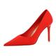 SPABOY Women's High Heel Pumps Classic Satin Pointed Toe Stiletto High Heels Pumps Shoes Evening Wedding Stiletto Heels Red Shoes for Girls (Color : Red, Size : 3.5 UK)