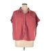 Old Navy Short Sleeve Button Down Shirt: Burgundy Solid Tops - Women's Size 2X