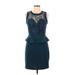 Runway Paris Casual Dress - Sheath: Teal Dresses - Women's Size Large