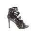 Bebe Heels: Strappy Stilleto Party Black Solid Shoes - Women's Size 8 - Open Toe