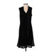 Karl Lagerfeld Paris Cocktail Dress - A-Line V Neck Sleeveless: Black Print Dresses - Women's Size 4