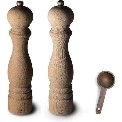 Peugeot Paris Nature 12 inch Salt & Pepper Mill Gift Set - With Wooden Spice Scoop