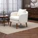 Mid-Century Accent Chair, Upholstered Lounge Chair Armchair with Solid Wood Frame, Boucle Reading Chair for Living Room