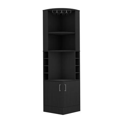 Corner Bar Cabinet Atanasio, Living Room, Black，High quality and durable