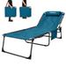 Oversize Padded Folding Chaise Lounge Chair for Patio, Lay Flat Adjustable Reclining Chairs with Pillow, Pocket, Support 330lb