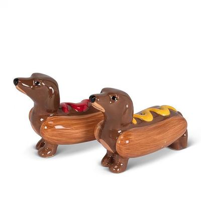 Ketchup & Mustard Dachshunds In Hotdog Buns Salt & Pepper Shaker