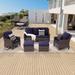 BONOSUKI 5-Piece Patio Sofa Furniture Set Brown Rattan with Ottomans