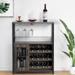 Wine Bar Cabinet with Detachable Rack Small Sideboard and Buffet Mesh Door - 13.8"D x 27.2"W x 36.2"H