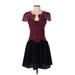 Sugar Lips Cocktail Dress - Party V Neck Short sleeves: Burgundy Dresses - Women's Size Small