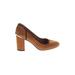 Tommy Hilfiger Heels: Pumps Chunky Heel Classic Brown Print Shoes - Women's Size 8 - Round Toe