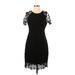 Elie Tahari Casual Dress - Party Crew Neck Short sleeves: Black Print Dresses - Women's Size 4