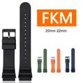 Bracelet en Caoutchouc Fluoré pour SeATM 20mm 22mm FKM en Acier Inoxydable Étanche pour Plongée