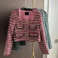 Veste courte en laine pour femme petite veste en tweed parfumée mode coréenne piste de luxe