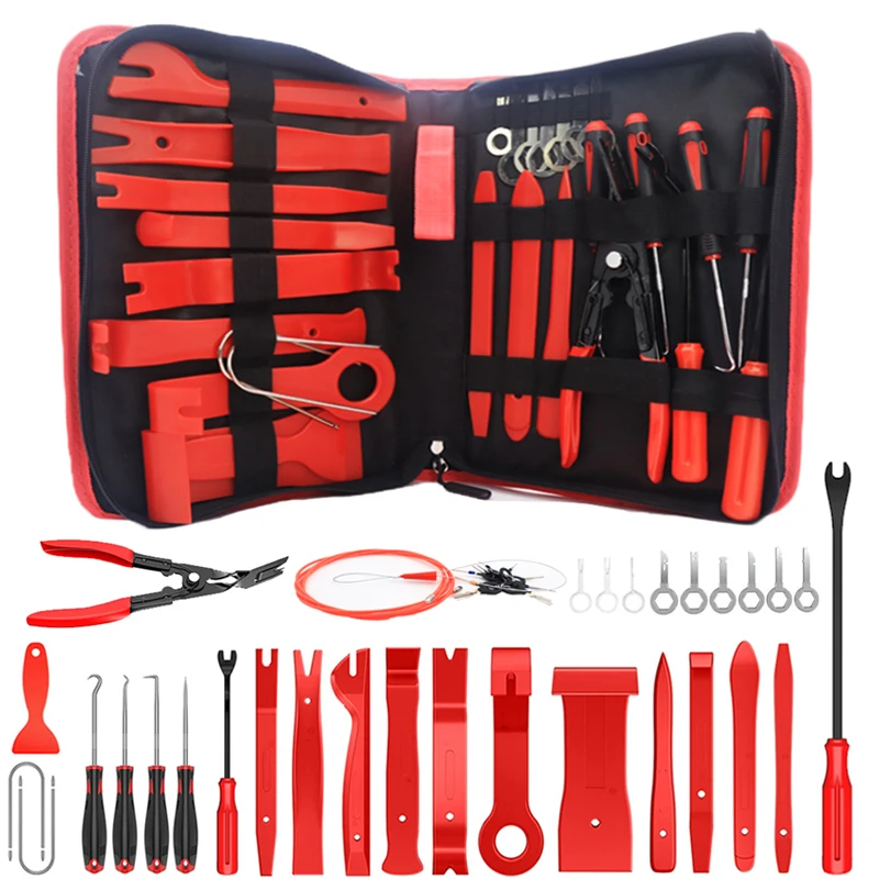 Outil de démontage de garniture de voiture, outils de démontage automatique, panneau de porte, Kit d'outils de retrait Audio avec pince à Clip, ensemble d'outils de démontage de fixation
