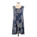SJS Casual Dress - A-Line Scoop Neck Sleeveless: Blue Dresses - Women's Size Small