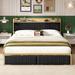 Willa Arlo™ Interiors Ballew Bookcase Storage Bed Upholstered/Velvet/Metal & Upholstered/Metal in Black | King | Wayfair