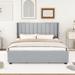 Latitude Run® Upholstered Bed w/ Light Stripe Metal in Gray | 43.5 H x 64.8 W x 84.8 D in | Wayfair D904D2F705904FC0B10278BD0A7C6BC2