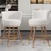 Mercer41 Yutong Swivel 27" Counter Stool, Bar Stools Set of 2 Wood/Leather in White | 36 H x 17.7 W x 16.9 D in | Wayfair