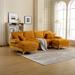 Yellow Reclining Sectional - Mercer41 Zenden Upholstered Sectional Chenille, Leather | 34.25 H x 114.17 W x 55.91 D in | Wayfair