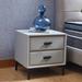 Ivy Bronx Lailoken Nightstand Wood/Upholstered in Gray/Blue | 18.5 H x 17.7 W x 17.7 D in | Wayfair 6646814B85BE4F24BAEA14F8264AEEEC