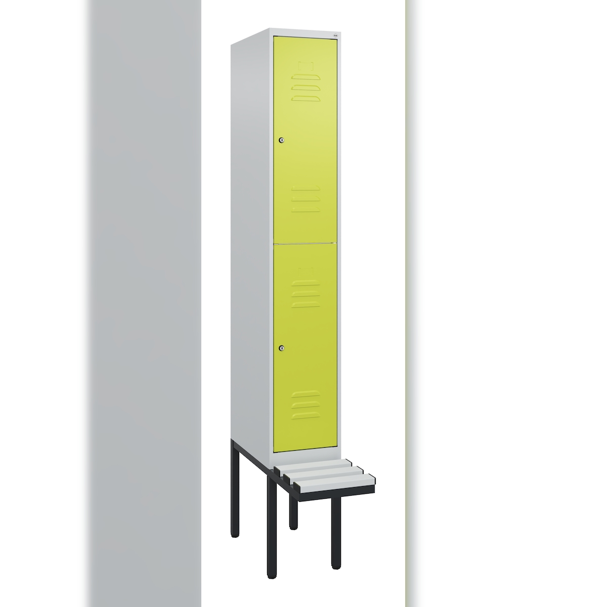 C+P Doppelstock-Spind Classic PLUS, Bank, 1 Abteil, 2120x300x815mm, 7035/0024 Image